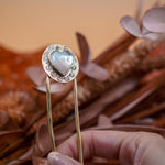 Hair Fork in Mother of Pearl Hearts - Golden Road Crafted