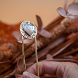 Hair Fork in Mother of Pearl Hearts - Golden Road Crafted