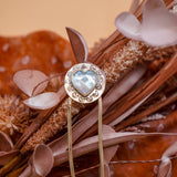 Hair Fork in Mother of Pearl Hearts - Golden Road Crafted