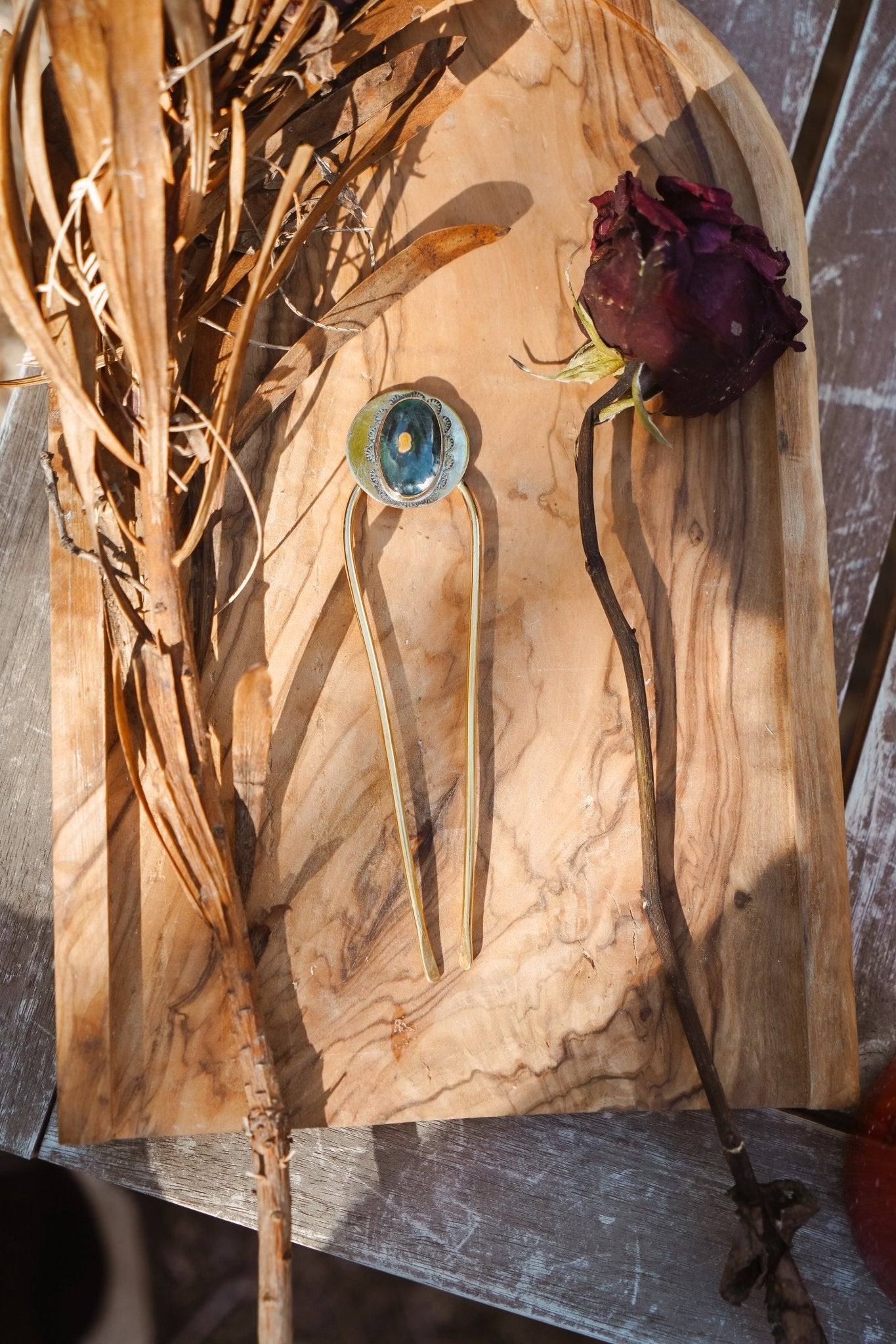 Hair Fork in Ocean Jasper - Golden Road Crafted