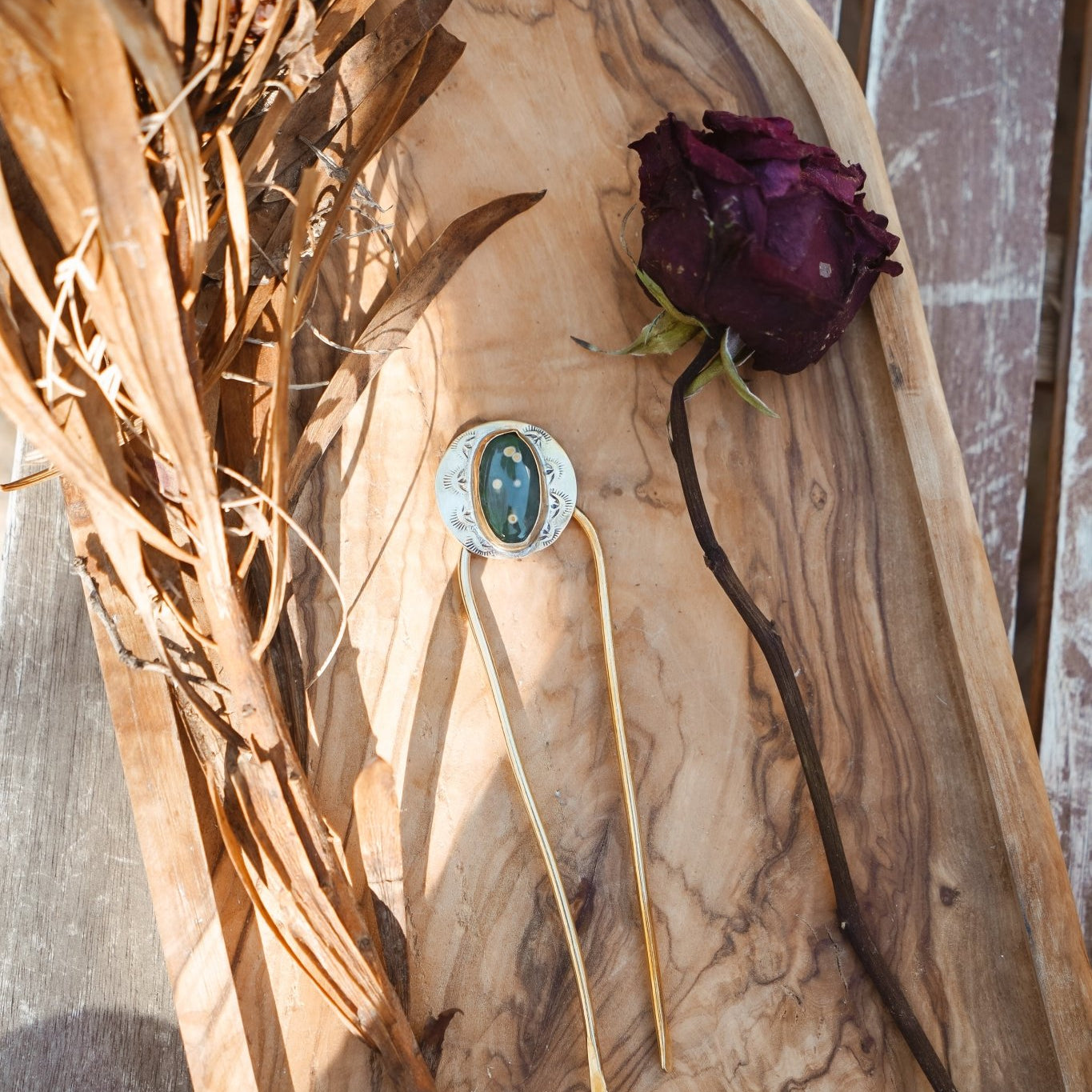 Hair Fork in Ocean Jasper - Golden Road Crafted