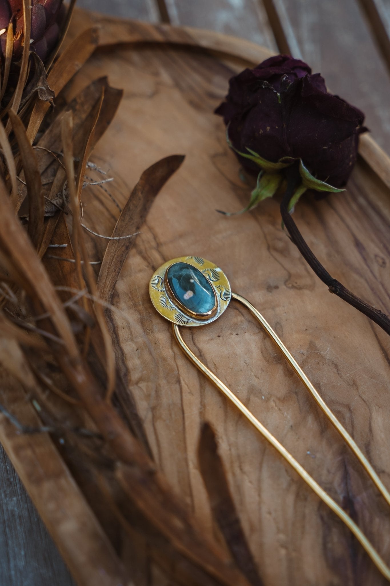 Hair Fork in Ocean Jasper - Golden Road Crafted