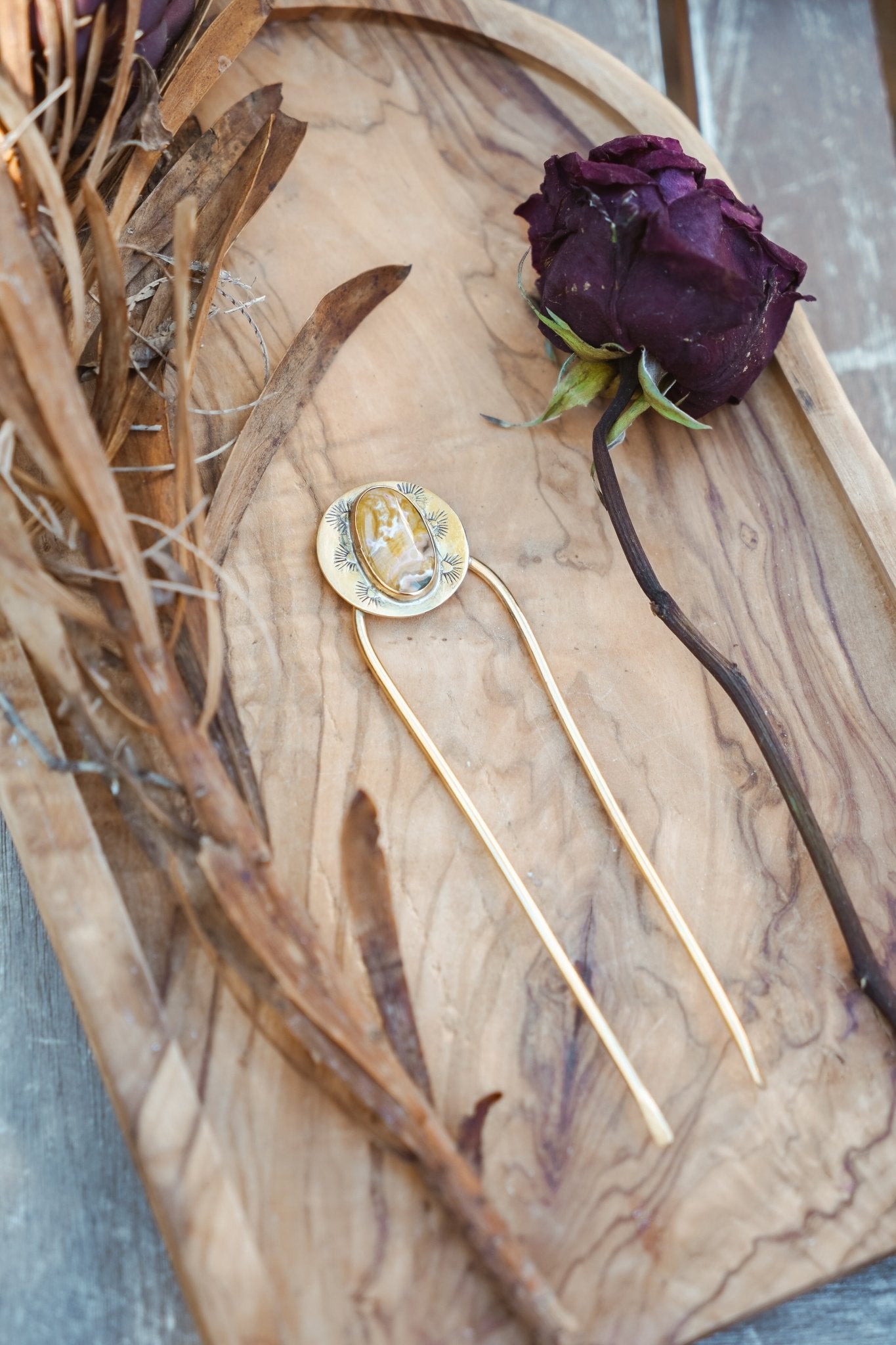 Hair Fork in Ocean Jasper - Golden Road Crafted