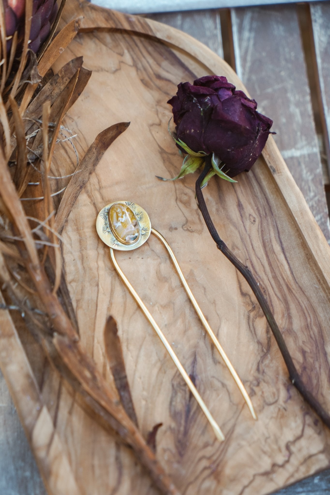 Hair Fork in Ocean Jasper - Golden Road Crafted