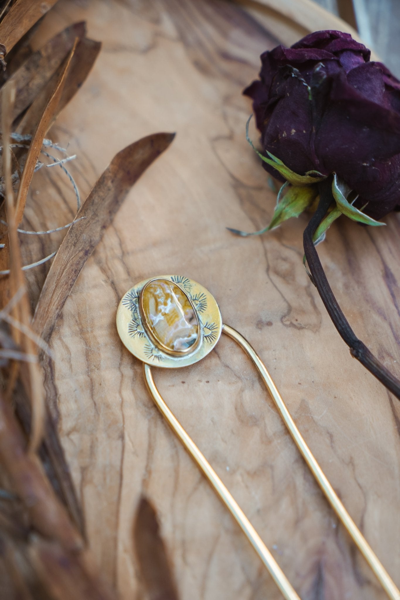 Hair Fork in Ocean Jasper - Golden Road Crafted