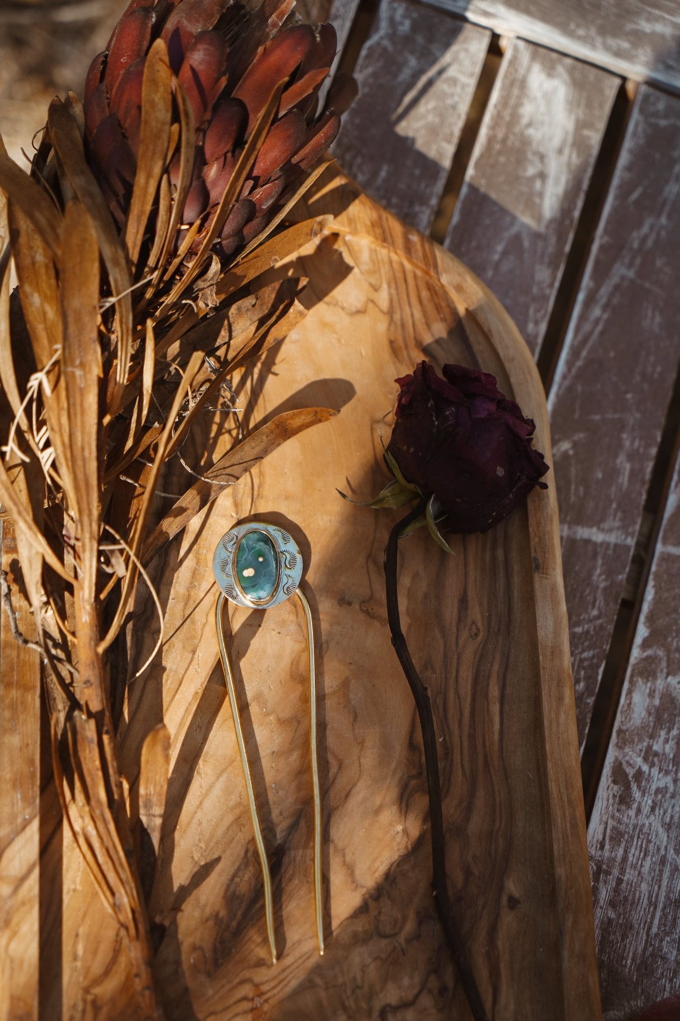 Hair Fork in Ocean Jasper - Golden Road Crafted