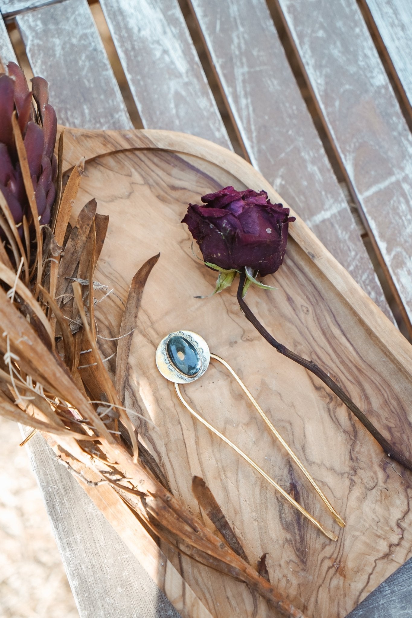 Hair Fork in Ocean Jasper - Golden Road Crafted