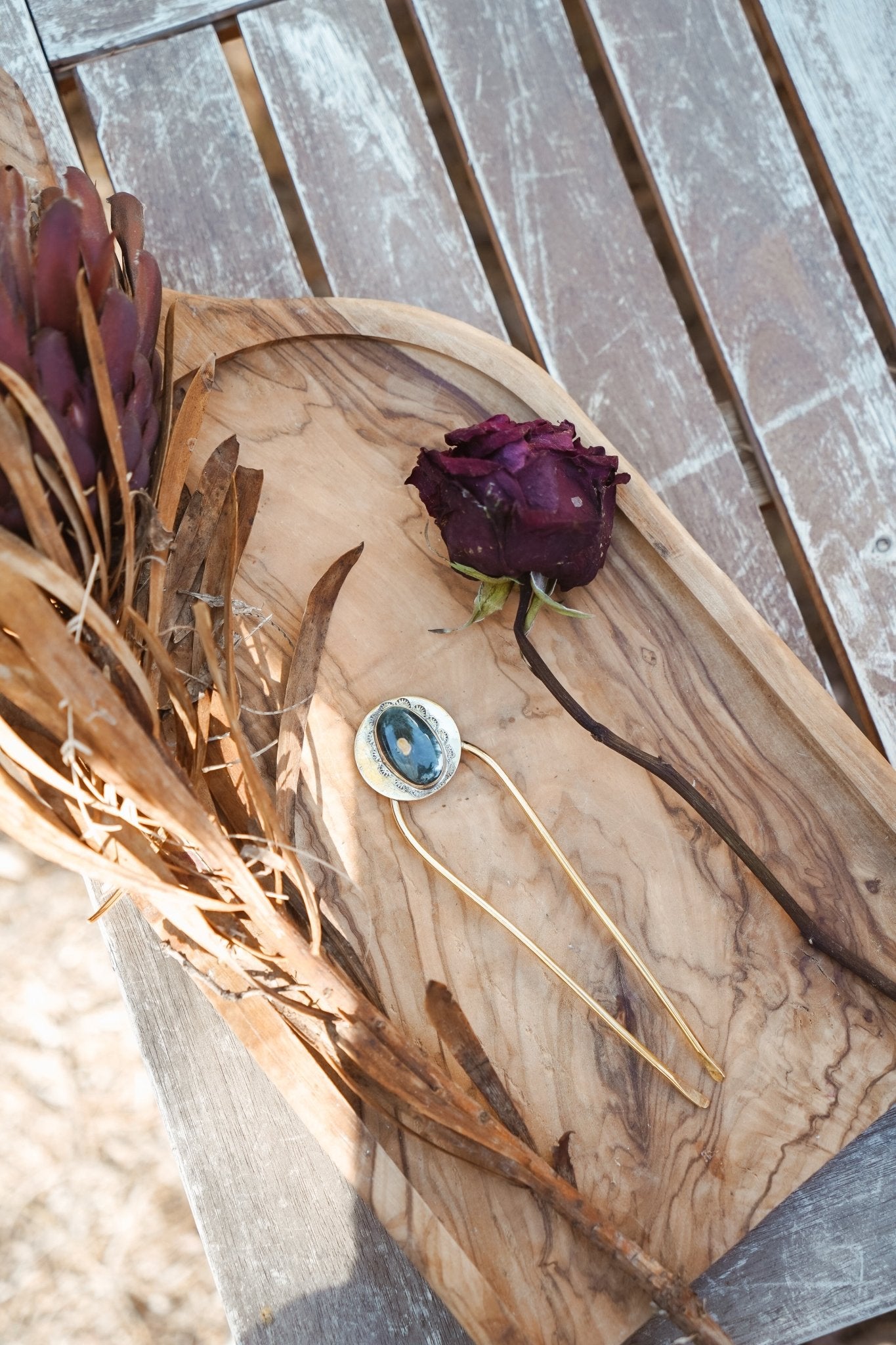 Hair Fork in Ocean Jasper - Golden Road Crafted