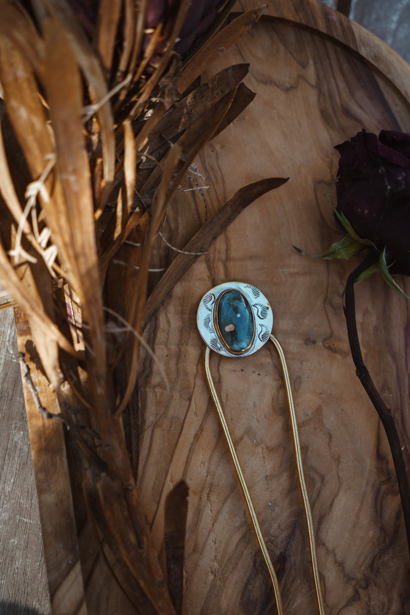 Hair Fork in Ocean Jasper - Golden Road Crafted