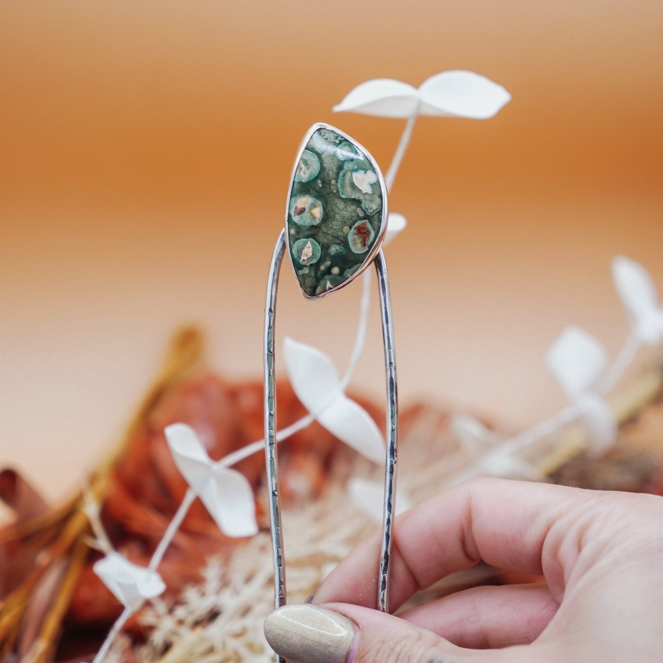 Hair Fork in Ocean Jasper - Golden Road Crafted
