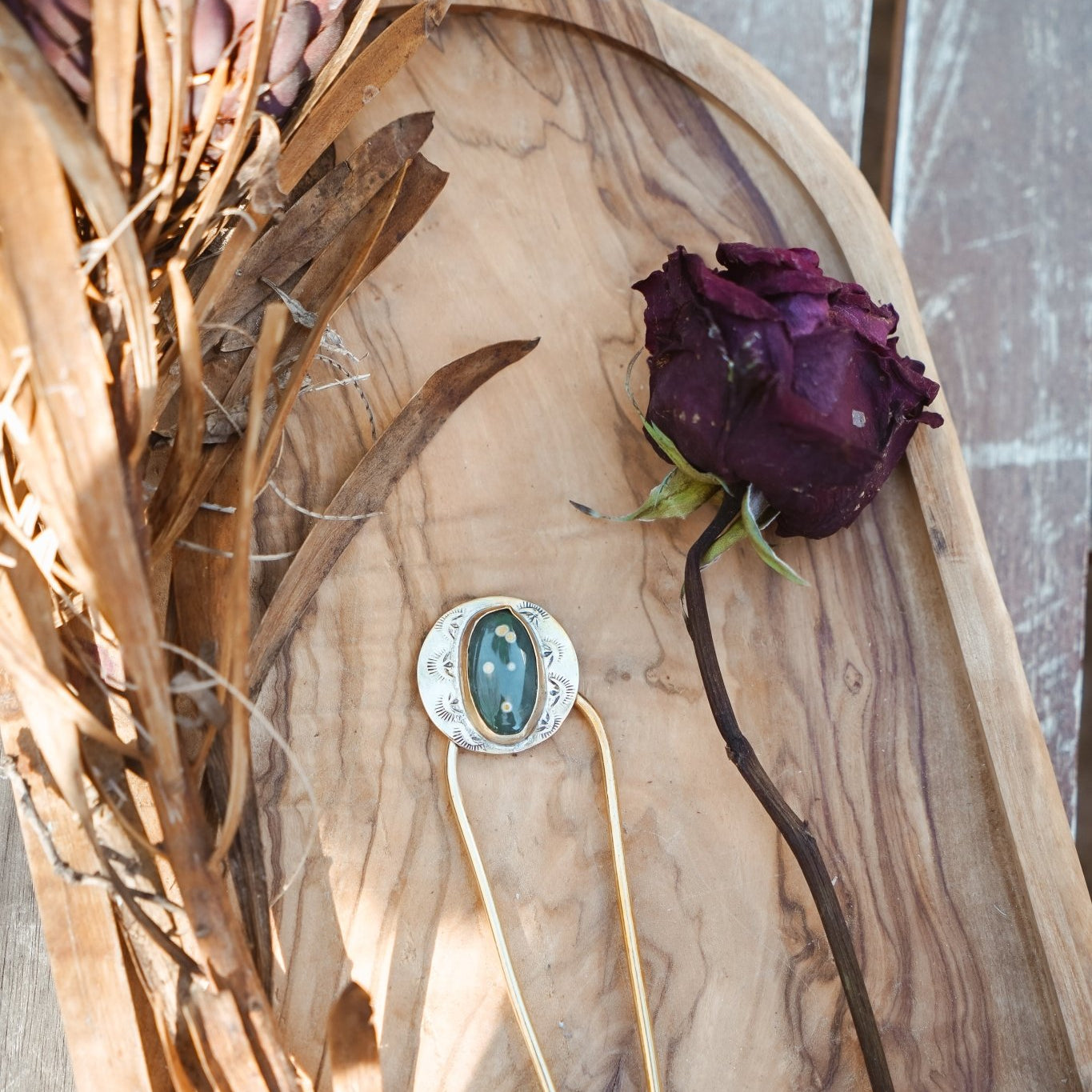 Hair Fork in Ocean Jasper - Golden Road Crafted