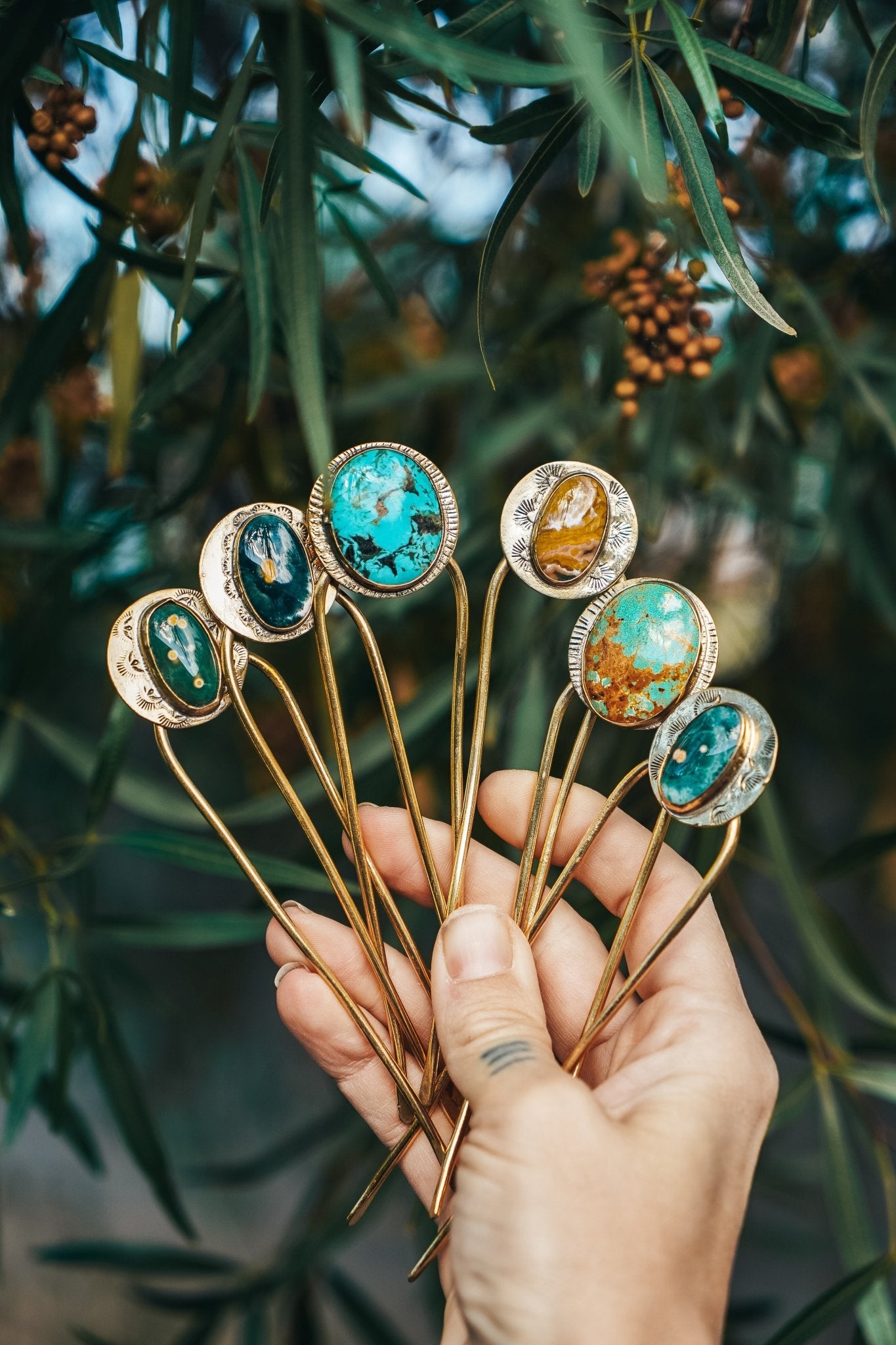 Hair Fork in Ocean Jasper - Golden Road Crafted