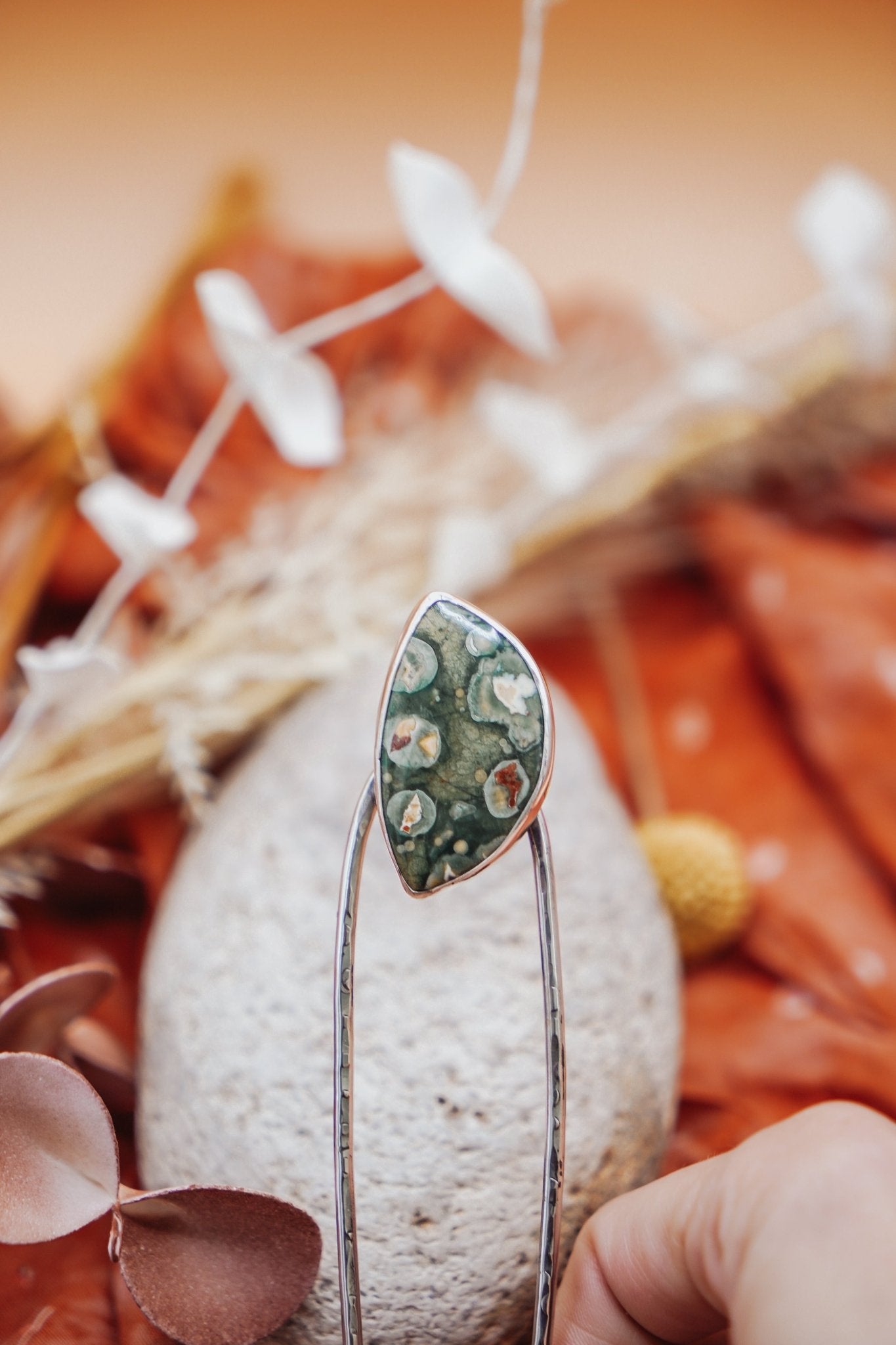 Hair Fork in Ocean Jasper - Golden Road Crafted