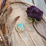 Hair Fork in Royston Turquoise - Golden Road Crafted