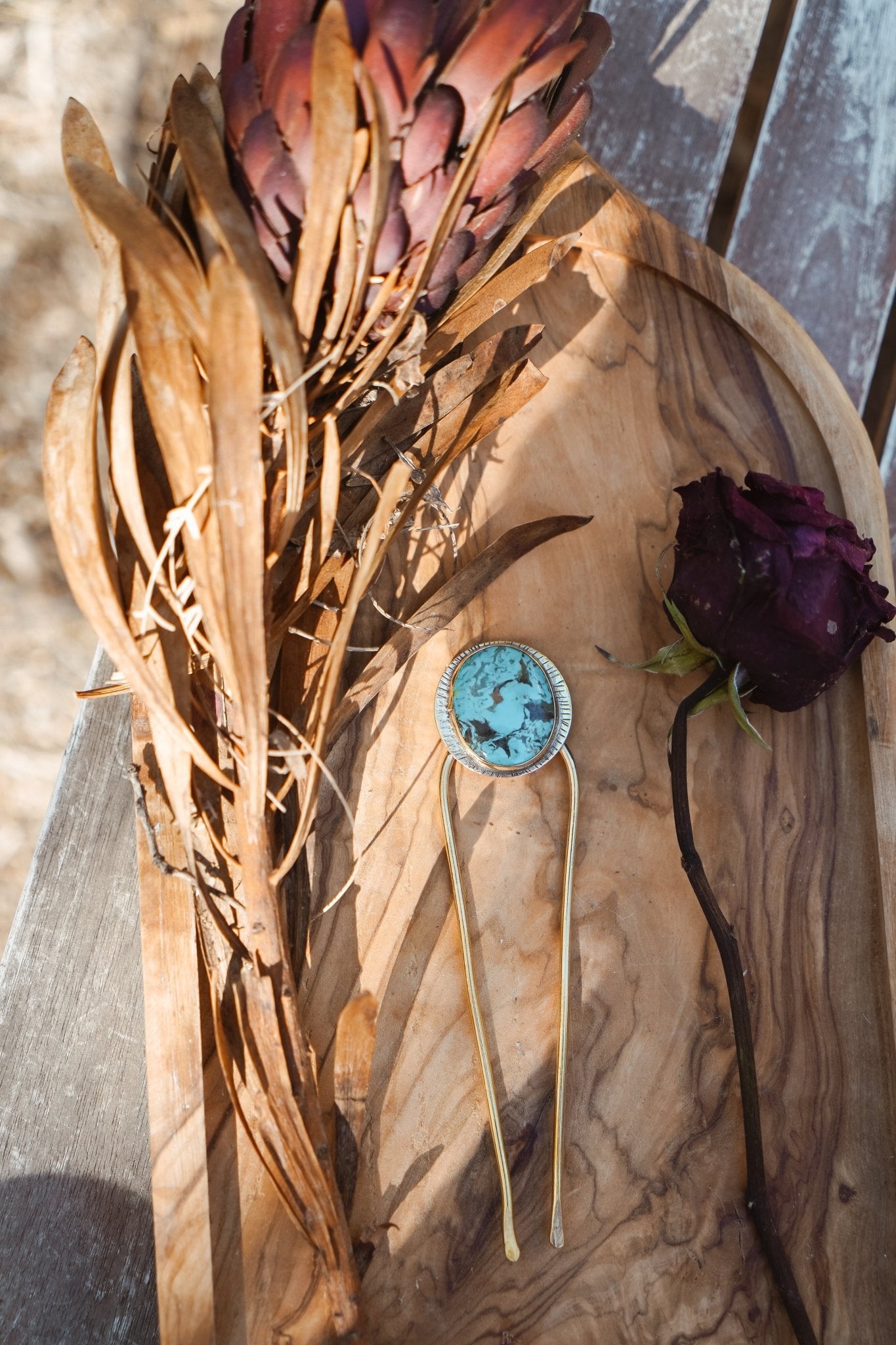Hair Fork in Turquoise - Golden Road Crafted