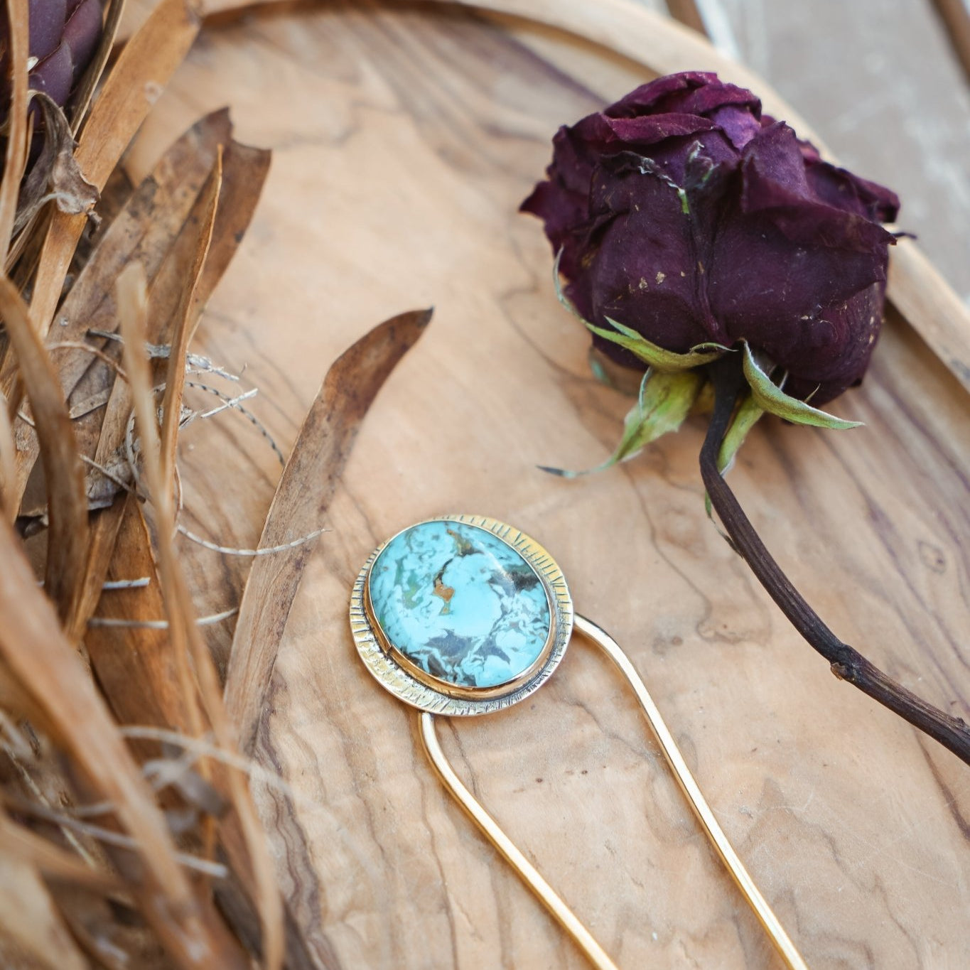 Hair Fork in Turquoise - Golden Road Crafted