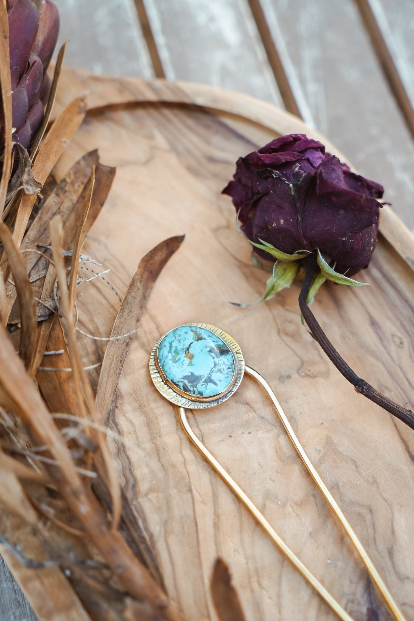Hair Fork in Turquoise - Golden Road Crafted