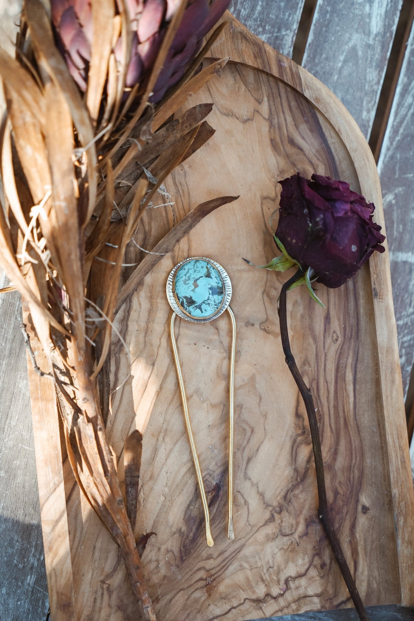 Hair Fork in Turquoise - Golden Road Crafted