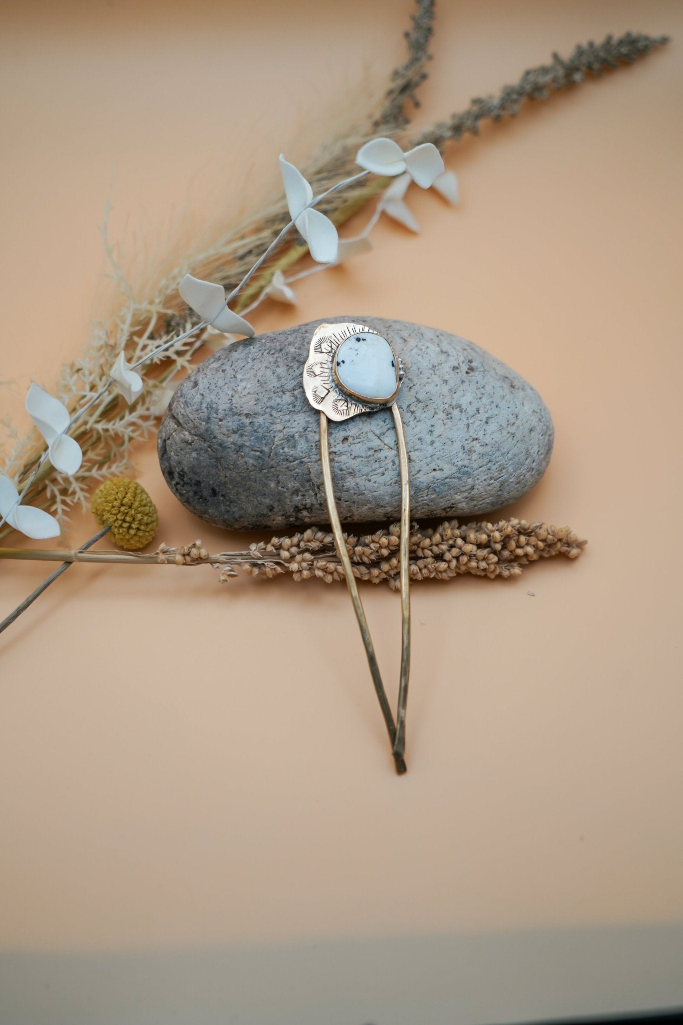 Hair Fork in White Bufflo - Golden Road Crafted