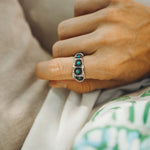 Hand - carved Ring with Hubei Turquoise (Size 7.25) - Golden Road Crafted
