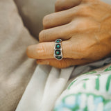 Hand - carved Ring with Hubei Turquoise (Size 7.25) - Golden Road Crafted