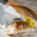 Hand - carved Ring with Hubei Turquoise (Size 7.25) - Golden Road Crafted