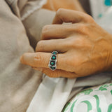 Hand - carved Ring with Hubei Turquoise (Size 7.25) - Golden Road Crafted