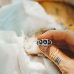 Hand - carved Ring with Hubei Turquoise (Size 7.25) - Golden Road Crafted