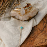 Hand - chain in Moonstone & Hubei Turquoise - Golden Road Crafted