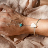 Hand - chain in Moonstone & Hubei Turquoise - Golden Road Crafted