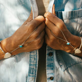 Hand - chain in Moonstone & Hubei Turquoise - Golden Road Crafted