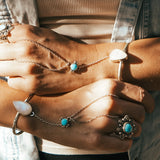 Hand - chain in Moonstone & Hubei Turquoise - Golden Road Crafted