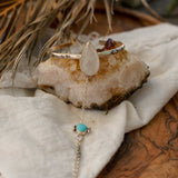 Hand - chain in Moonstone & Hubei Turquoise - Golden Road Crafted