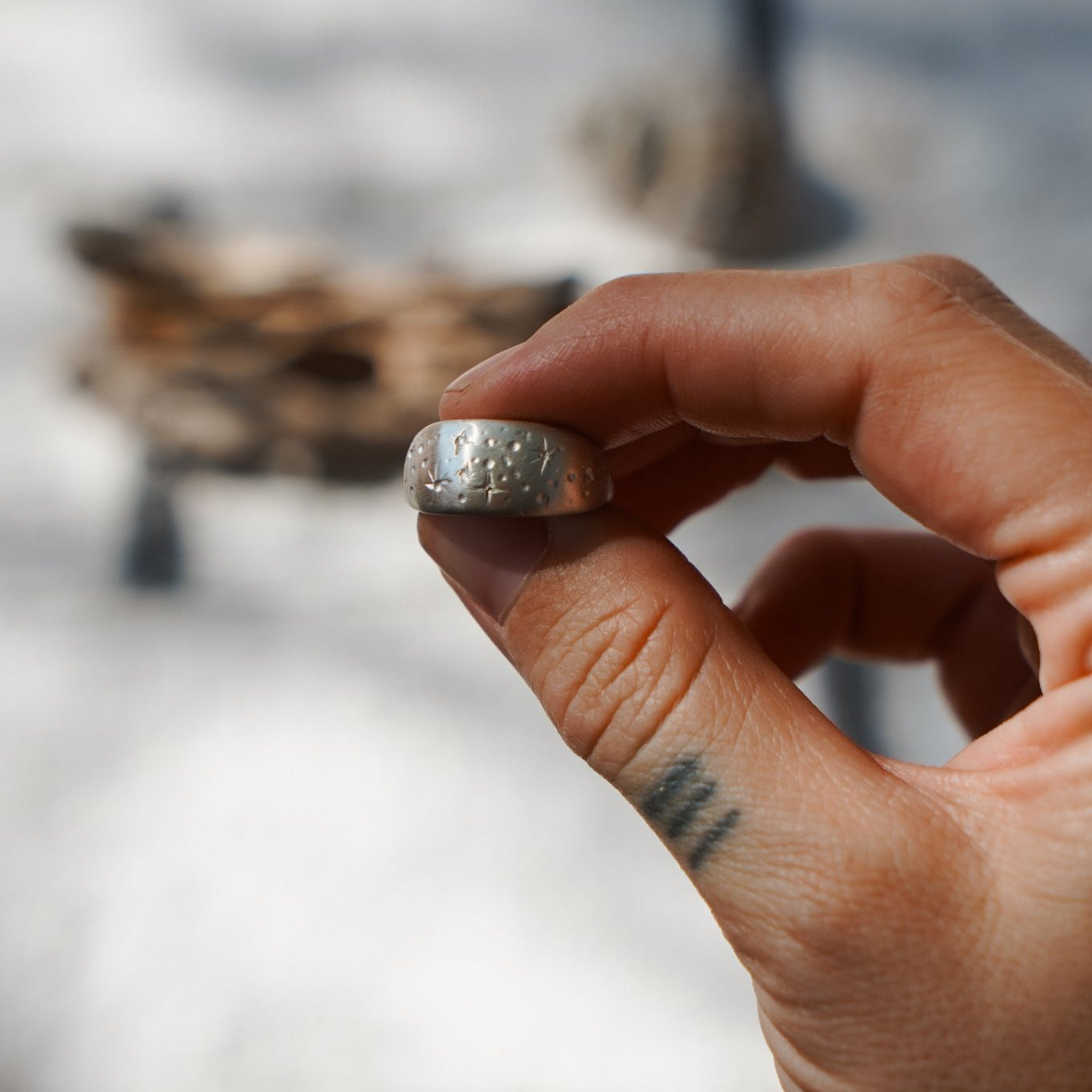 Hand - Engraved Sterling Silver Ring (Size 7) - Golden Road Crafted