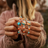 Heart Cuff in Spiny Oyster, Kingman, & Lone Mtn Turquoise - Golden Road Crafted