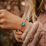 Heart Cuff in Spiny Oyster, Kingman, & Lone Mtn Turquoise - Golden Road Crafted