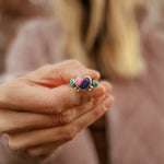 Heart Ring in Pink Dahlia & Hubei Turquoise (Size 6.5) - Golden Road Crafted