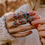 Heart Ring in Pink Dahlia & Hubei Turquoise (Size 6.5) - Golden Road Crafted