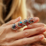 Heart Ring in Pink Dahlia (Size 6) - Golden Road Crafted