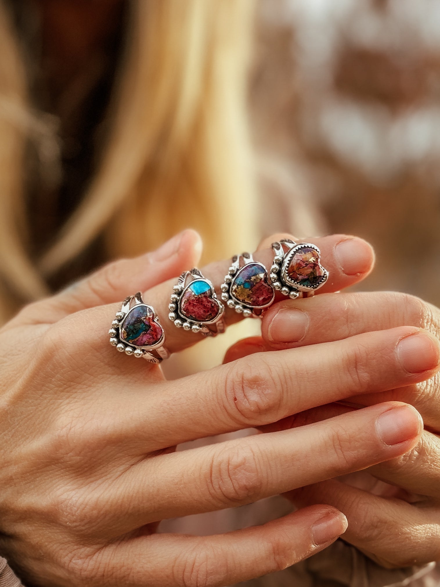 Heart Ring in Pink Dahlia (Size 6) - Golden Road Crafted