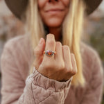 Heart Ring in Pink Dahlia & Spiny Oyster (Size 7.5) - Golden Road Crafted