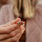 Heart Ring in Pink Dahlia & Spiny Oyster (Size 7.5) - Golden Road Crafted