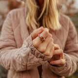 Heart Ring in Pink Dahlia & Spiny Oyster (Size 7.5) - Golden Road Crafted
