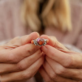 Heart Ring in Pink Dahlia & Spiny Oyster (Size 7.5) - Golden Road Crafted