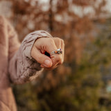 Heart Ring in Pink Dahlia & Spiny Oyster (Size 9) - Golden Road Crafted