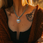 Heart Throb Pendant with Turquoise Bead Chain - Golden Road Crafted