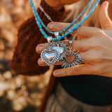 Heart Throb Pendant with Turquoise Bead Chain - Golden Road Crafted