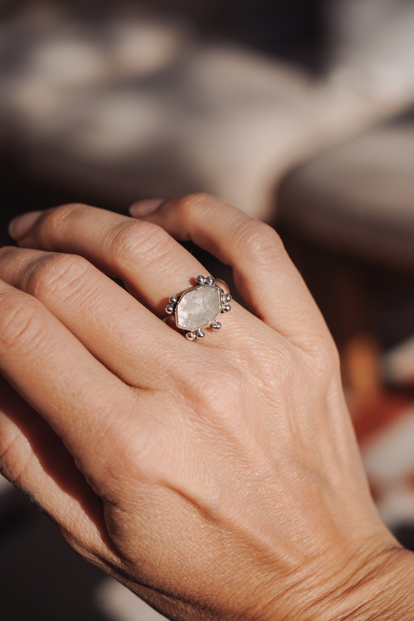 Herkimer Diamond Ring (Size 6.75) - Golden Road Crafted