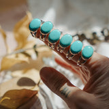 Horizontal Ring in Campitos Turquoise (Size 9) - Golden Road Crafted