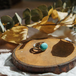 Horizontal Ring in Campitos Turquoise (Size 9) - Golden Road Crafted